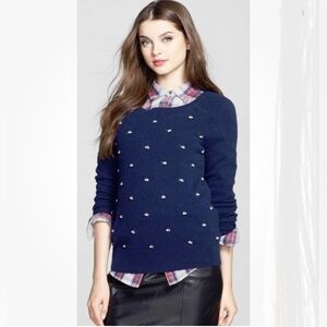 Halogen cashmere diamond/pearl embellished sweater by blue size small